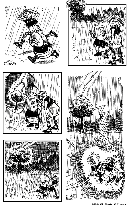 Strip #1484 大雷雨 Big Thunderstorm - Old Master Q Comics [老夫子]