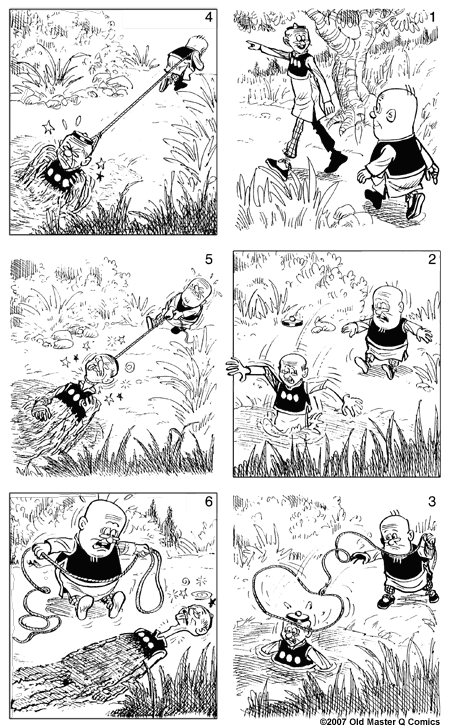 Strip #1808 顧此失彼 Careless Rescue - Old Master Q Comics [老夫子]